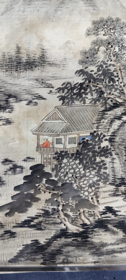 古玩字畫昭和時期《悠悠自適》山水拍賣,當前價格60元