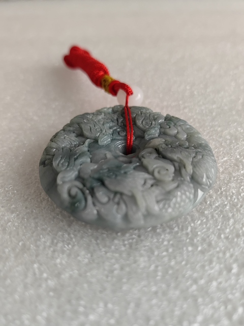 古玩玉器天然翡翠雕“龍紋牌”拍賣,當(dāng)前價(jià)格399元
