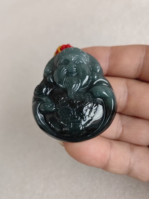 古玩玉器天然翡翠“財神”掛件拍賣,當前價格350元