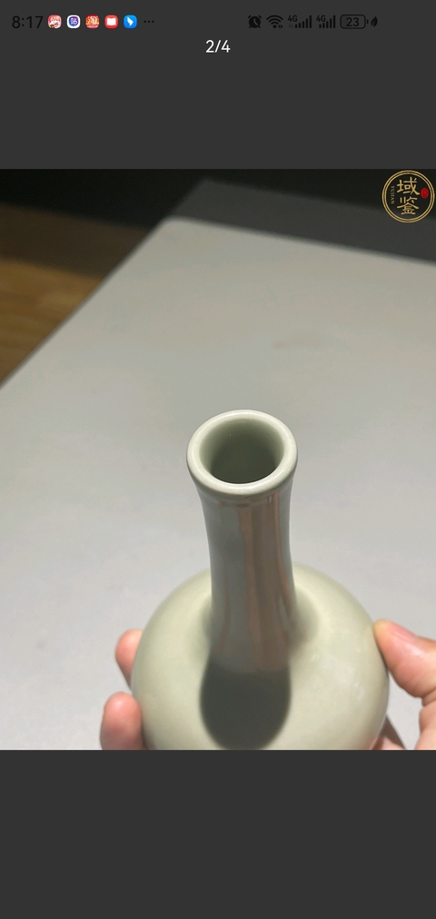 古玩陶瓷青釉長頸瓶真品鑒賞圖