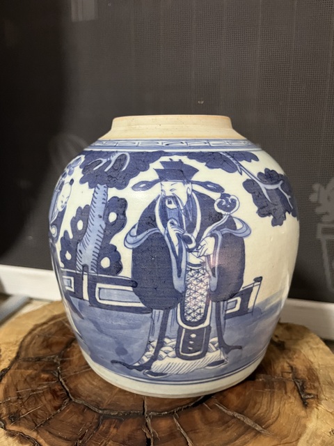 古玩陶瓷青花三星人物故事罐拍賣，當前價格1688元