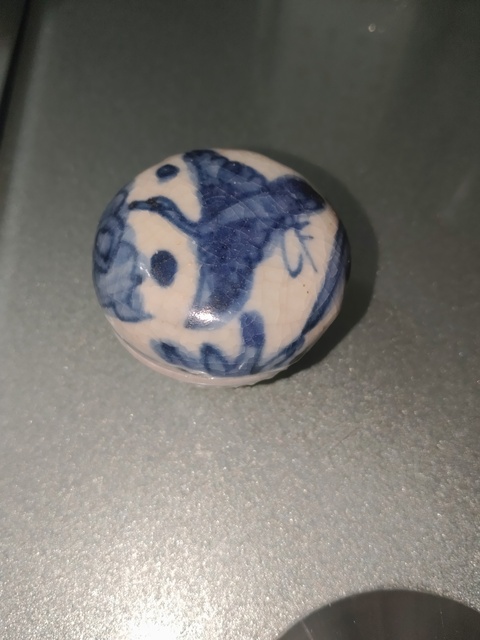 古玩陶瓷青花云鶴紋粉盒拍賣，當前價格2600元