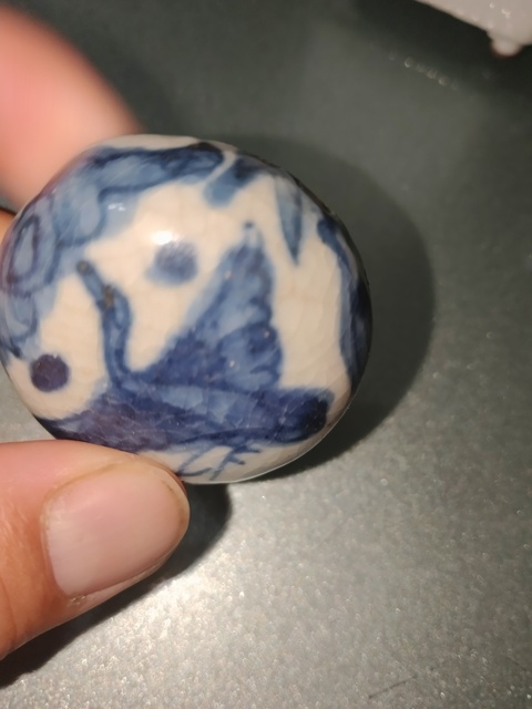 古玩陶瓷青花云鶴紋粉盒拍賣，當前價格2600元