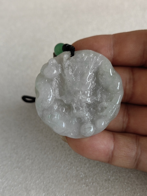 古玩玉器天然翡翠雕“龍紋牌”拍賣,當前價格249元