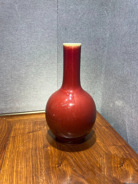 古玩陶瓷郎紅釉天球瓶拍賣,當前價格3600元