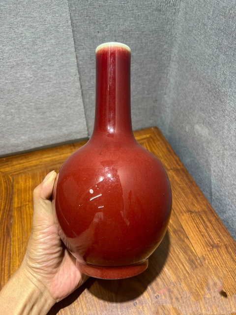 古玩陶瓷郎紅釉天球瓶拍賣,當前價格3600元