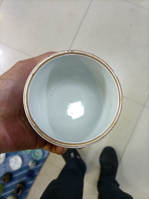 古玩陶瓷日本明治青花礬紅龍紋案缸拍賣,當前價格700元