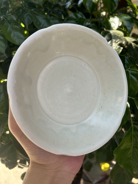 古玩陶瓷宣州白釉葵口盤真品鑒賞圖