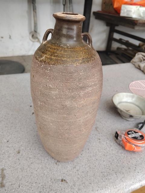 古玩陶瓷褐釉雙系瓶拍賣，當前價格2999元