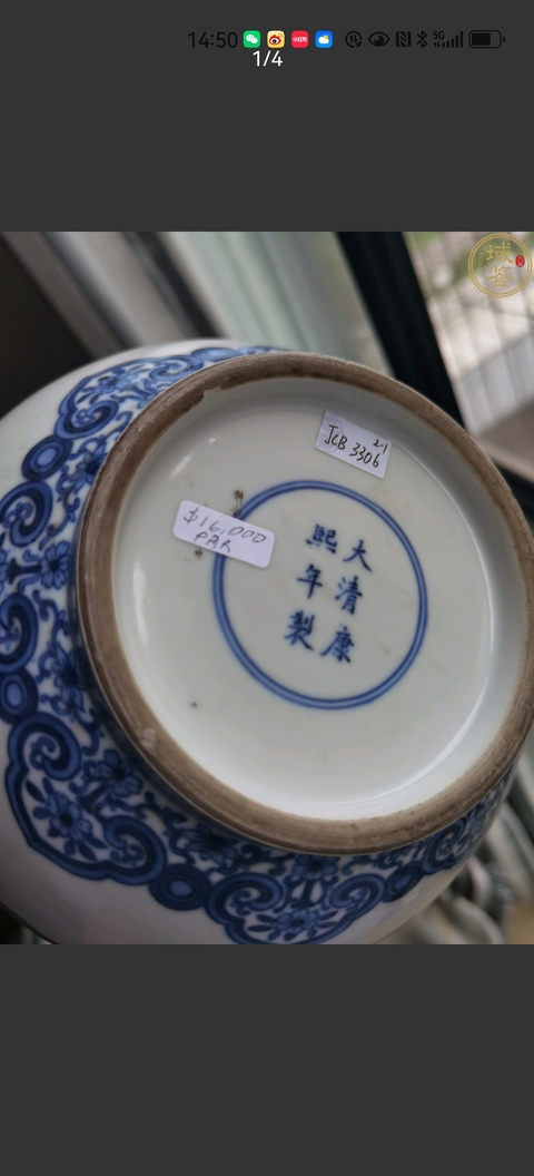 古玩陶瓷青花花蝶紋膽式瓶真品鑒賞圖