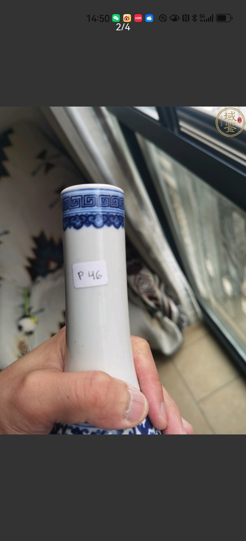 古玩陶瓷青花花蝶紋膽式瓶真品鑒賞圖