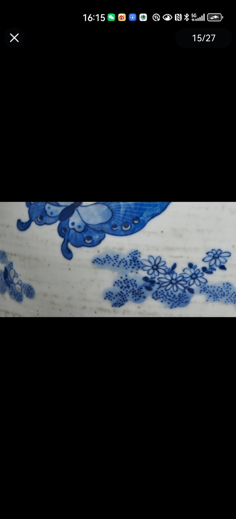 古玩陶瓷青花蝴蝶花卉紋膽瓶真品鑒賞圖