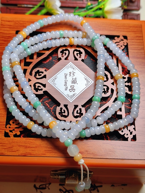 古玩玉器天然翡翠珠串可做項鏈或者手串(帶鑒定證書)拍賣，當前價格688元