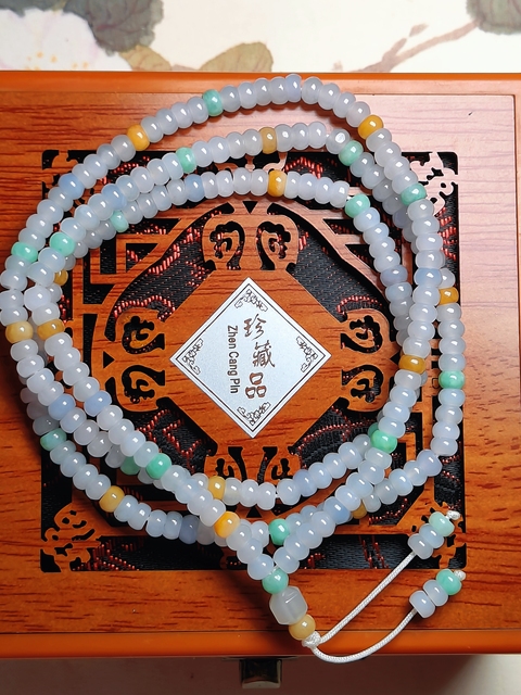 古玩玉器天然翡翠珠串可做項鏈或者手串(帶鑒定證書)拍賣，當前價格688元
