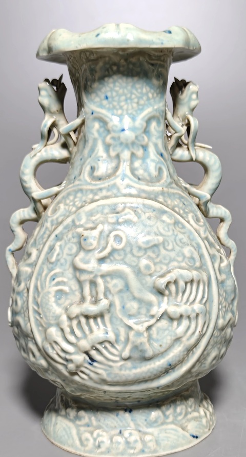 古玩陶瓷青白釉瓶真品鑒賞圖