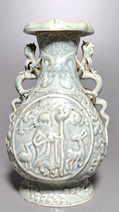 古玩陶瓷青白釉瓶真品鑒賞圖