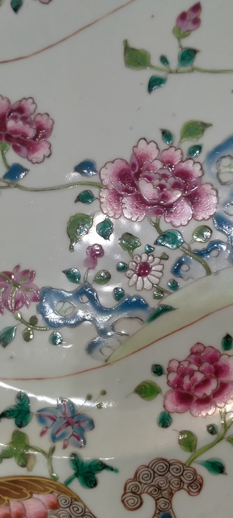 古玩陶瓷雍正粉彩花卉盤真品鑒賞圖