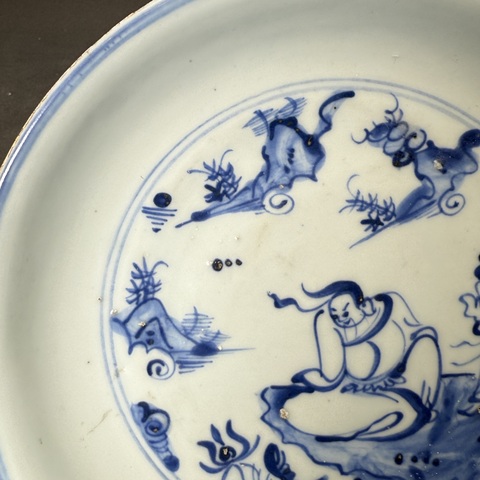 古玩陶瓷青花人物紋盤真品鑒賞圖