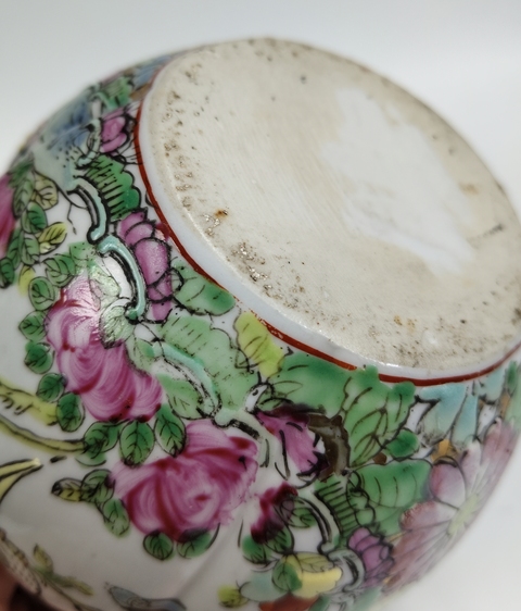 古玩陶瓷廣彩花鳥紋花囊真品鑒賞圖