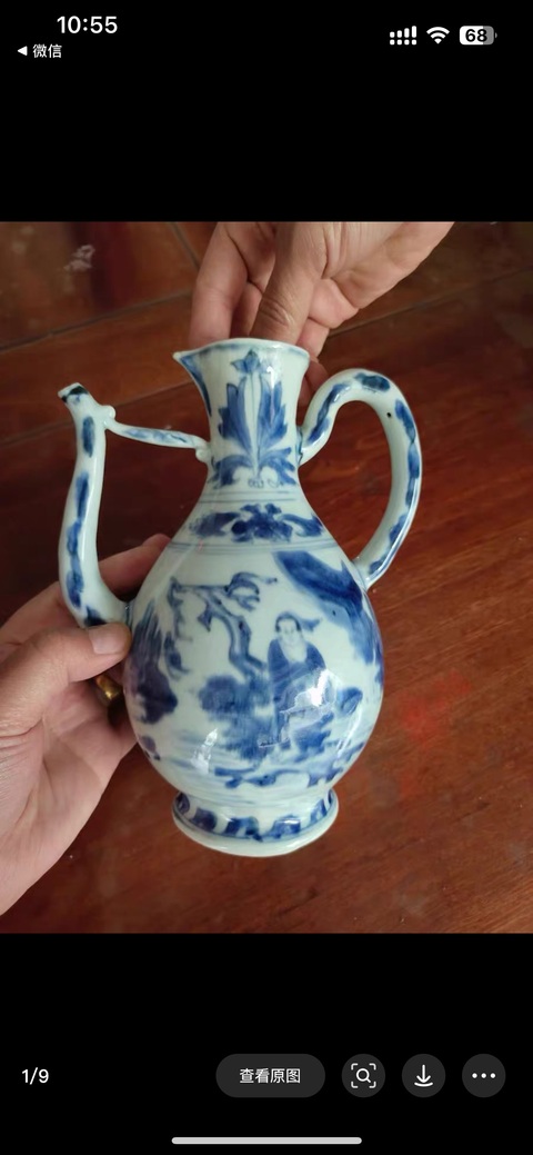 古玩陶瓷青花人物故事紋執壺真品鑒賞圖