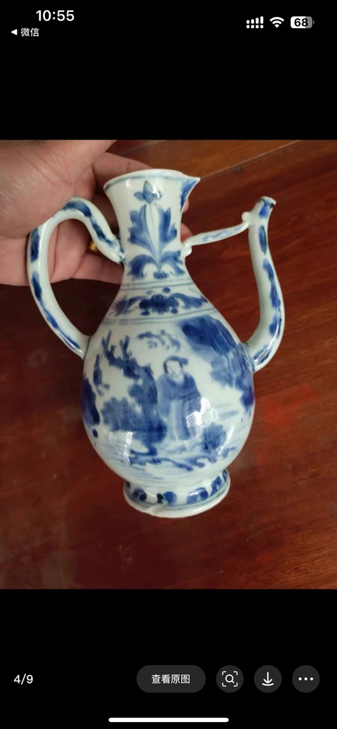 古玩陶瓷青花人物故事紋執壺真品鑒賞圖