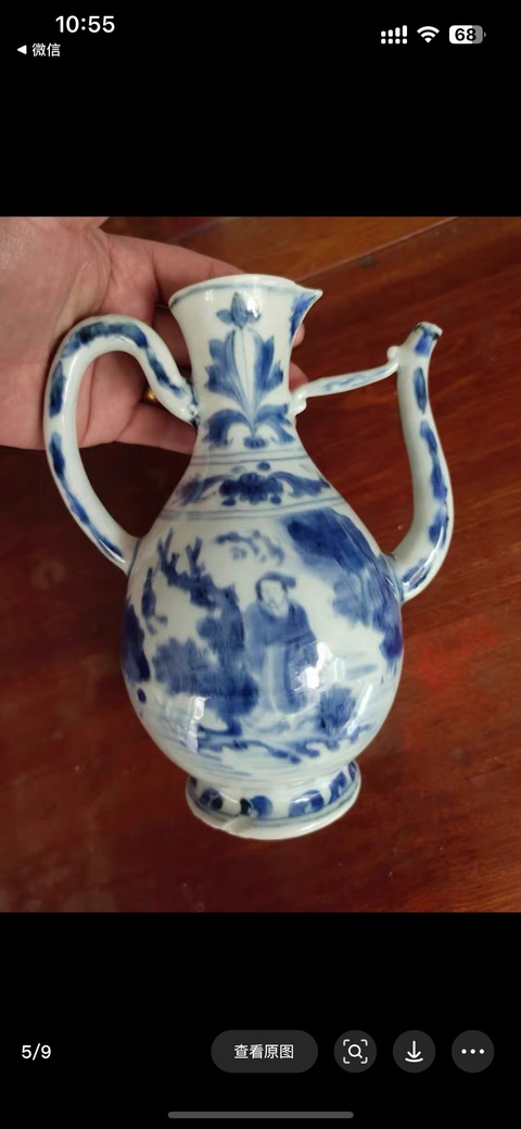 古玩陶瓷青花人物故事紋執壺真品鑒賞圖