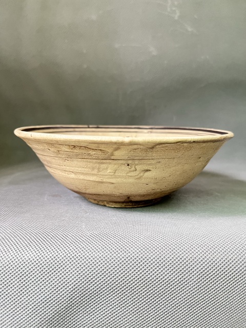 古玩陶瓷磁州窯白地黑彩茶碗真品鑒賞圖