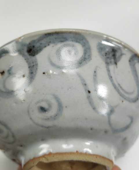 古玩陶瓷青花螺旋紋茶碗真品鑒賞圖