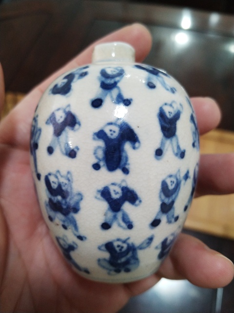 古玩陶瓷百子圖煨瓷罐真品鑒賞圖