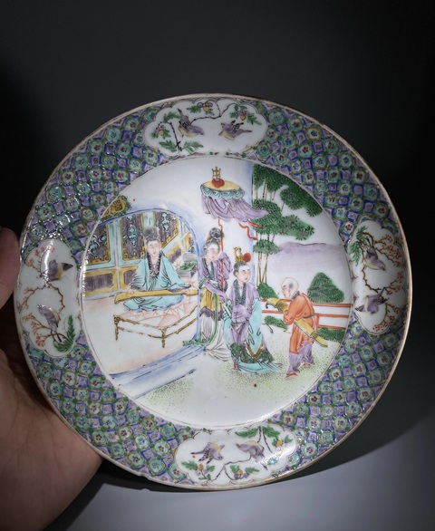 古玩陶瓷咸豐五彩人物故事紋盤拍賣,當前價格2800元
