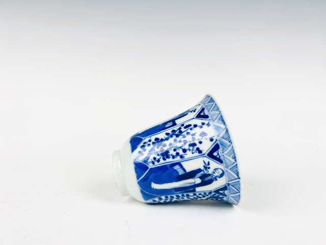 古玩陶瓷清光緒·青花人物故事鈴鐺杯真品鑒賞圖