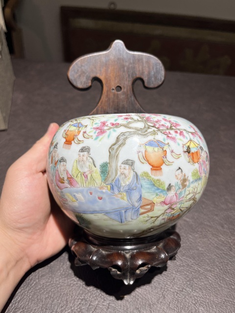 古玩陶瓷粉彩洗真品鑒賞圖
