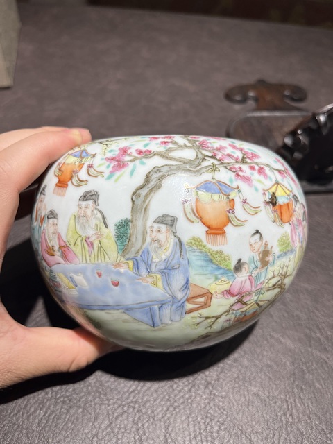 古玩陶瓷粉彩洗真品鑒賞圖