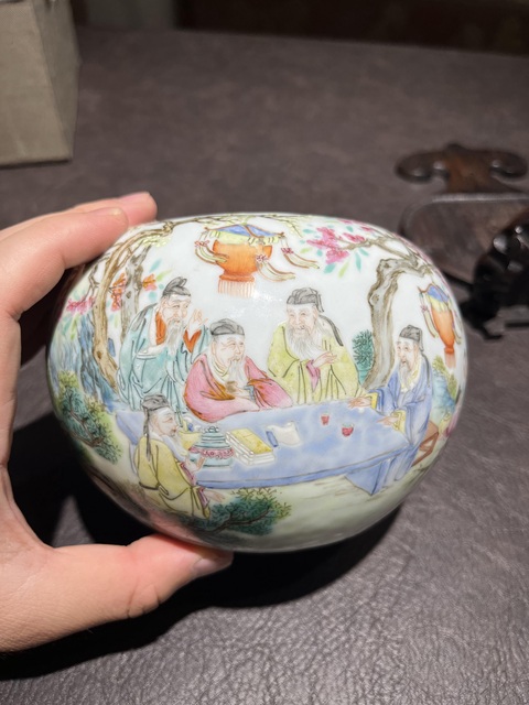 古玩陶瓷粉彩洗真品鑒賞圖