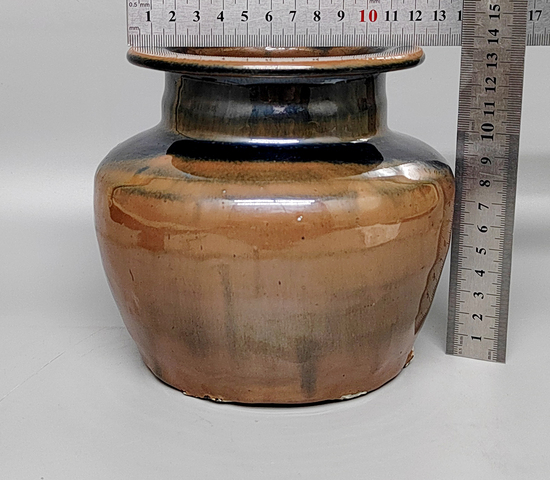 古玩陶瓷明代窯變雙層釉高領罐拍賣，當前價格222元
