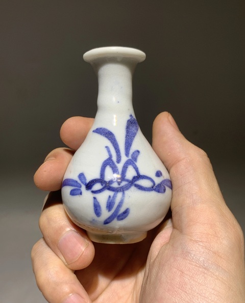 古玩陶瓷青花花卉紋玉壺春瓶真品鑒賞圖