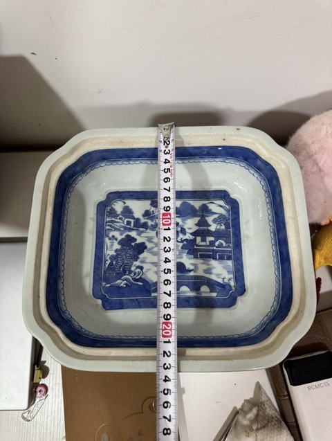 古玩陶瓷青花山水人物紋盤真品鑒賞圖