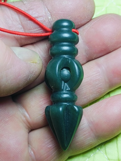 古玩玉器廣義和田碧綠玉金剛杵拍賣,當(dāng)前價格58元