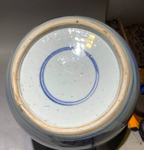 古玩陶瓷青花山水紋罐真品鑒賞圖