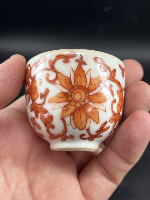 古玩陶瓷礬紅福壽紋蓋罐真品鑒賞圖