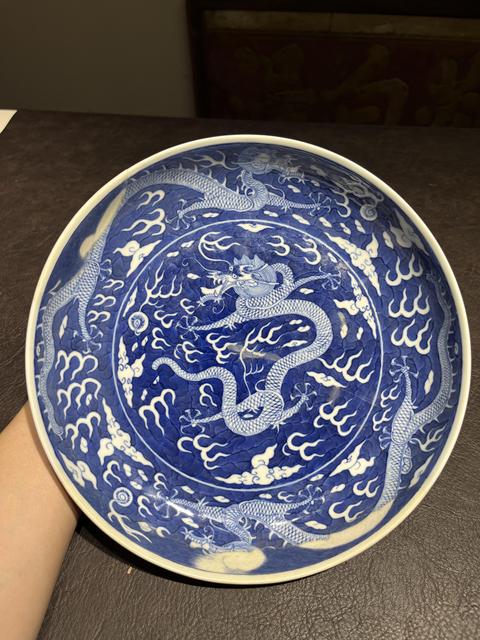 古玩陶瓷清宣統(tǒng) 青花龍紋盤真品鑒賞圖