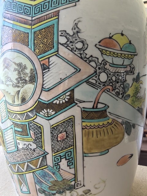 古玩陶瓷博古圖撇口瓶真品鑒賞圖