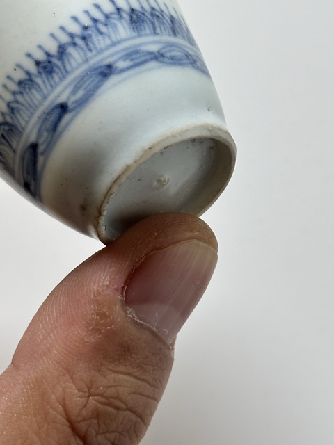 古玩陶瓷青花仰蓮紋紋杯真品鑒賞圖