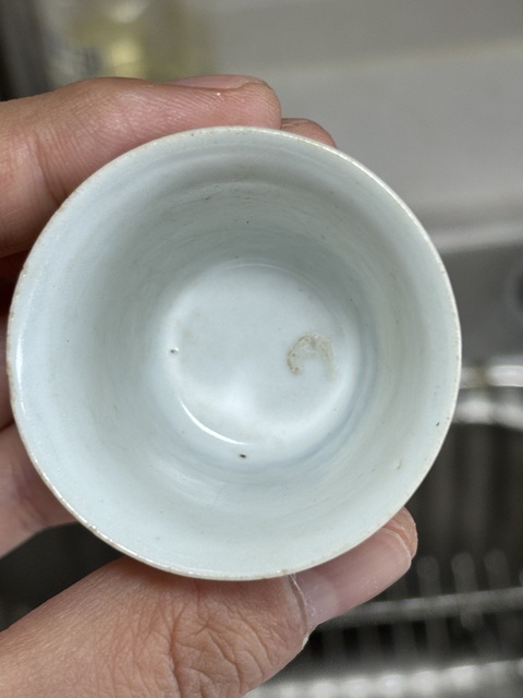 古玩陶瓷青花仰蓮紋紋杯真品鑒賞圖