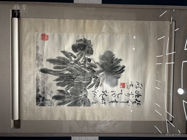 古玩字畫現代仿錢瘦鐵水墨牡丹真品鑒賞圖