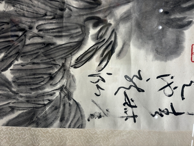 古玩字畫現代仿錢瘦鐵水墨牡丹真品鑒賞圖