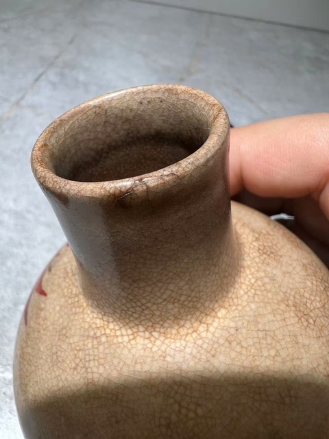古玩陶瓷日本明治京燒哥釉瓶真品鑒賞圖