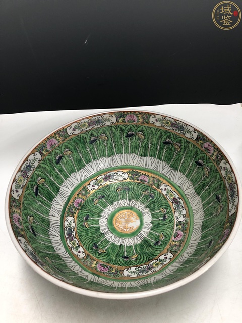 古玩陶瓷廣彩百財蝴蝶紋潘趣碗真品鑒賞圖