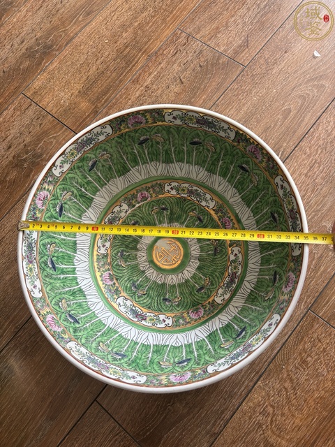 古玩陶瓷廣彩百財蝴蝶紋潘趣碗真品鑒賞圖