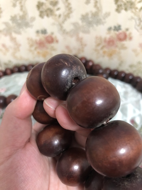 古玩雜項民國木珠串-串珠-文玩-超大珠子拍賣,當前價格140元